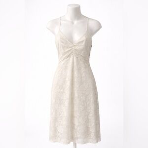 Bailey NWT 44 Ivory Lace Dress Ruched Bust Slip Dress Small Made in USA Bridal